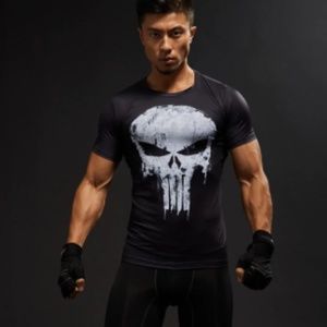 Men Fitness Compression Shirt Punisher MMA